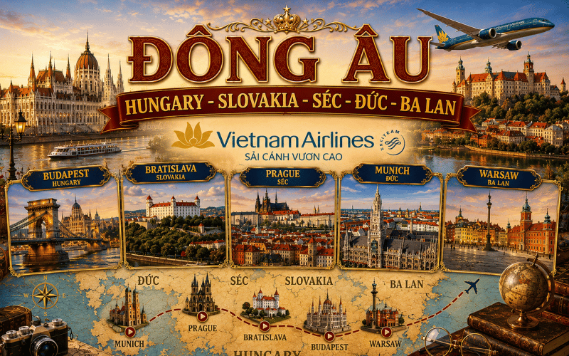 ĐÔNG ÂU: HUNGARY - SLOVAKIA - SÉC - ĐỨC - BA LAN 10N9Đ<BR>Bay Vietnam Airlines