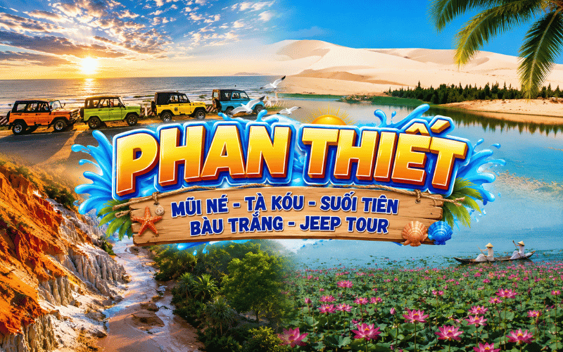 Phan Thiết 3N2Đ<BR>Mũi Né - Tà Kóu - Suối Tiên - Bàu Trắng - Jeep Tour