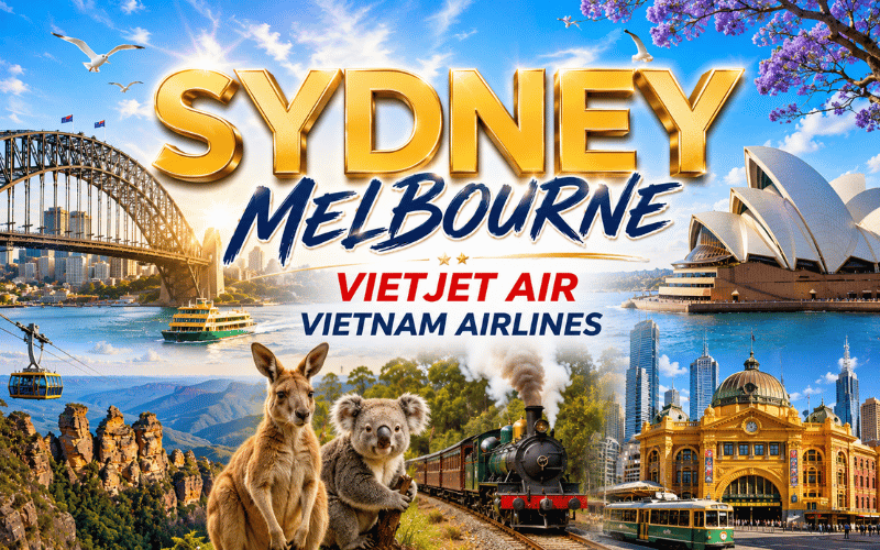 SYDNEY - MELBOURNE 7N6Đ<BR>Bay Vietnam Airlines / Vietjet Air